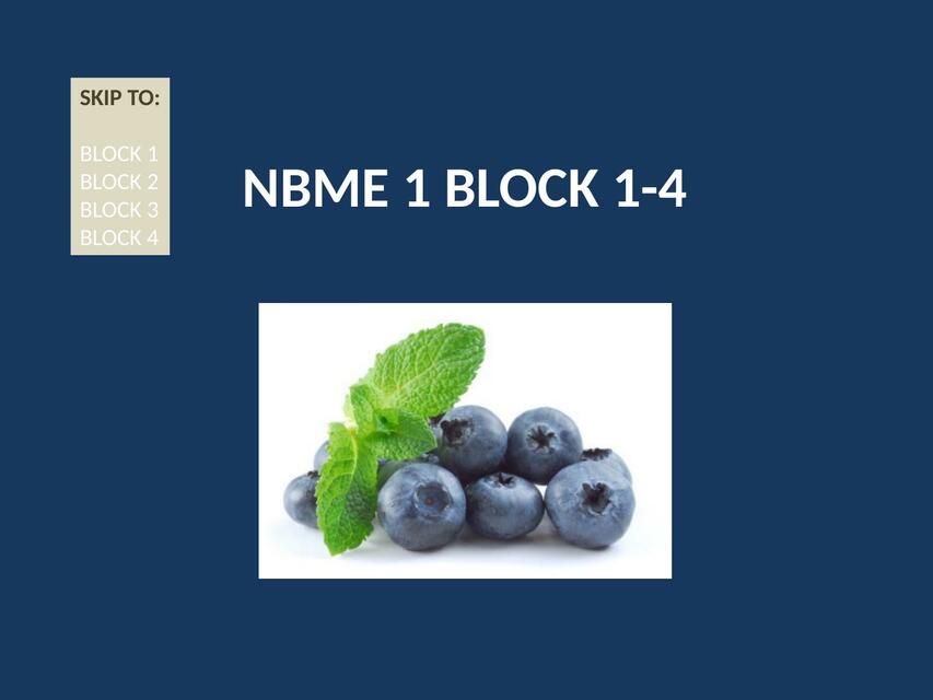 NBME 1 BLOCK 1 4 No Answers Version Pdf4Med