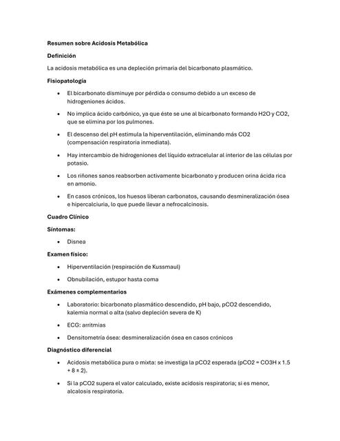 Acidosis metabolica