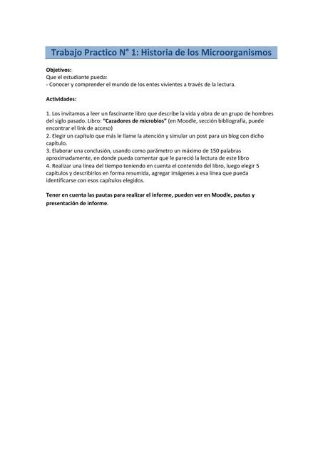 Trabajo Practico HISTORIA DE LOS MICROORGANISMOS | Agustina | uDocz