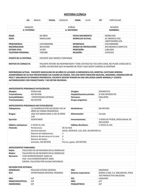 HISTORIA CLINICA ENFISEMA PULMONAR