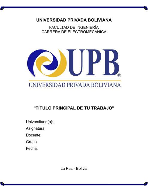 caratula de la upb en word