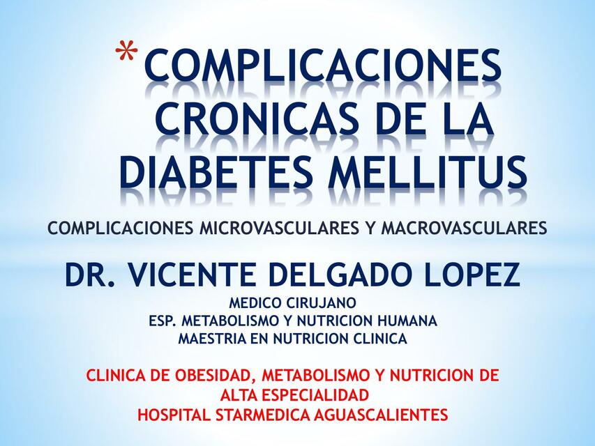 COMPLICACIONES CRONICAS DE LA DIABETES