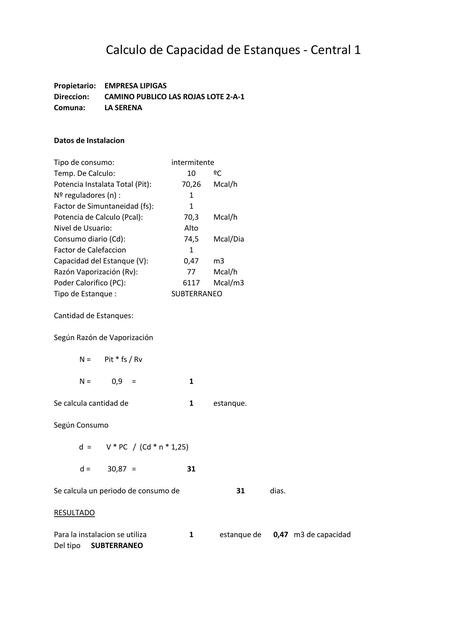 MEMORIA DE CALCULO GAS CONCESIONARIA LR ESTANQUE