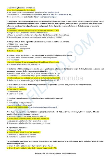 Compilado Choice fisiologia 1er parcial 1