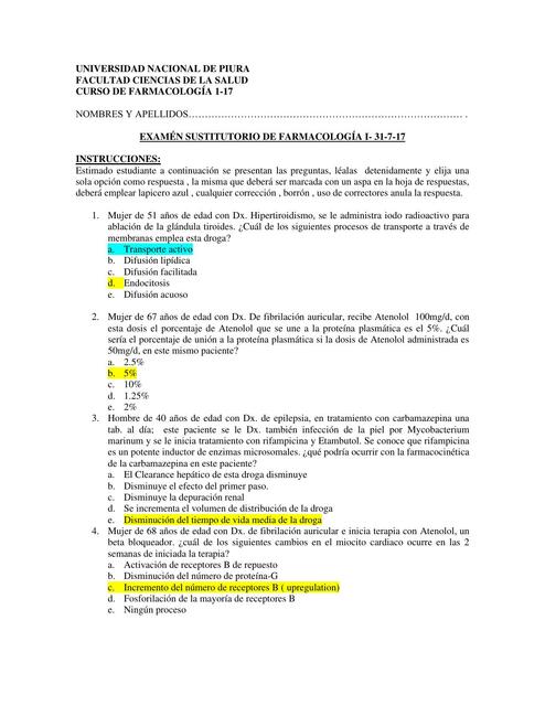 EXAMEN SUSTITUTORIO DE FARMACO 1 31 07 17