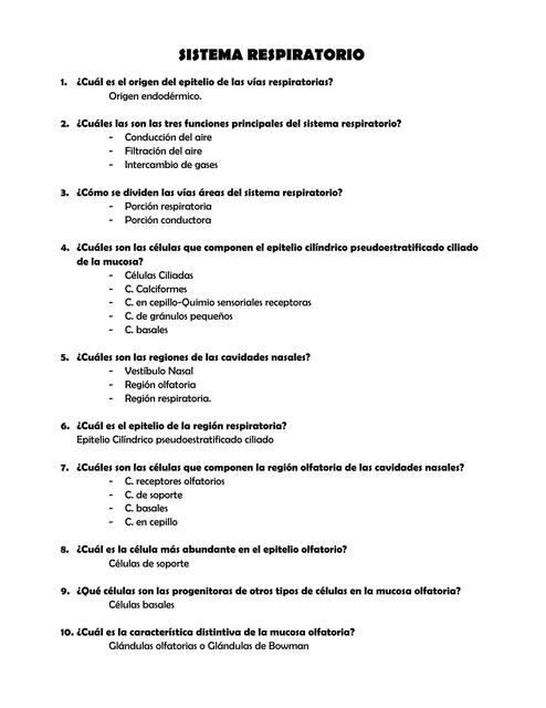 PREGUNTAS HISTOLOGIA II ROSS SIS RESPIRATORIO