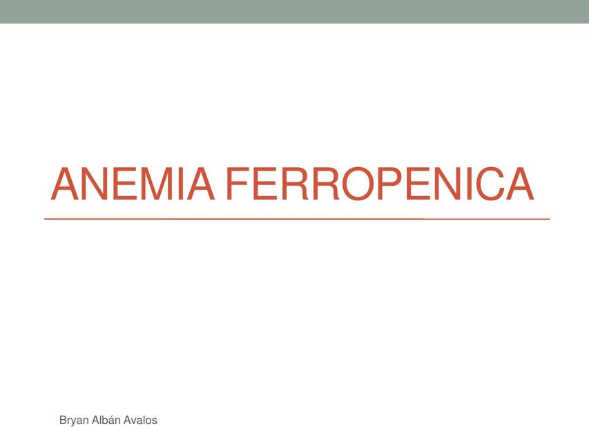 ANEMIA FERROPENICA