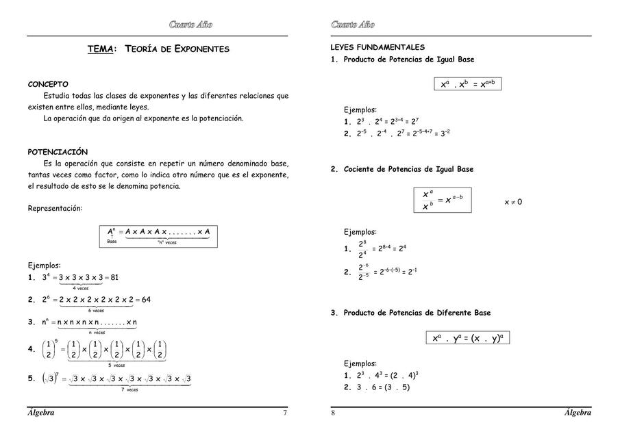 Teoría de exponentes 