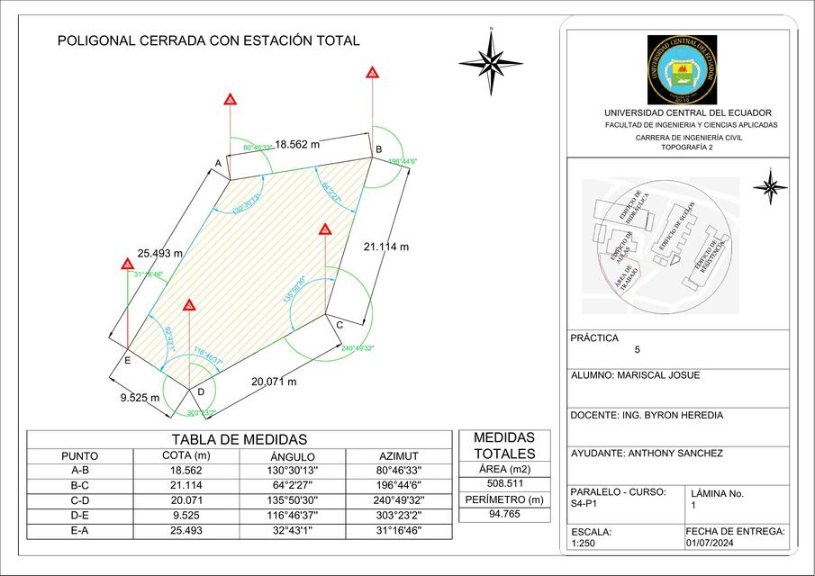 PLANO POLIGONAL CERRADA CON ESTACION TOTAL