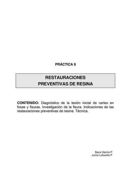 Restauraciones Preventivas en Resina