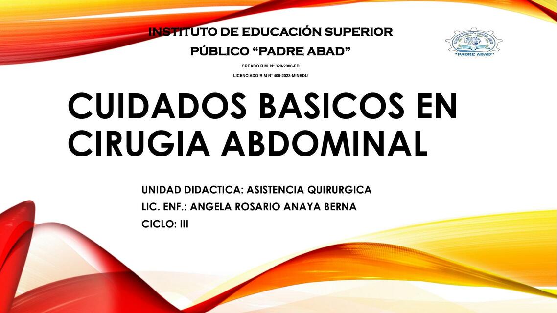 CUIDADOS BASICOS EN CIRUGIA ABDOMINAL 1