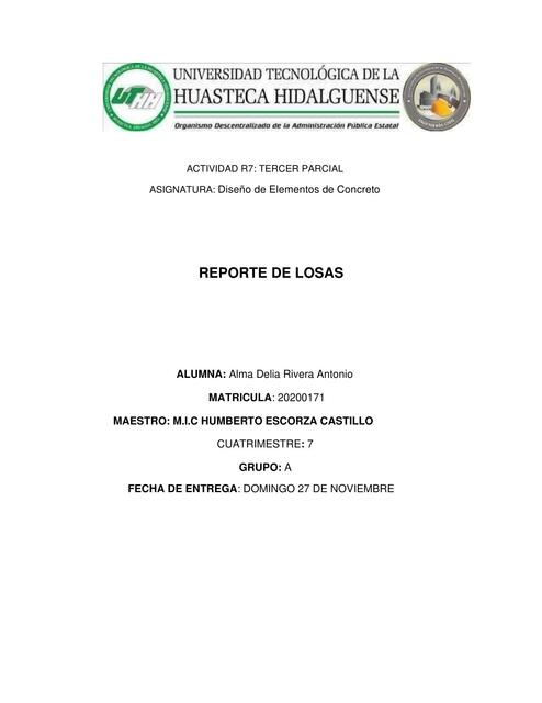 REPORTE DE LOSAS