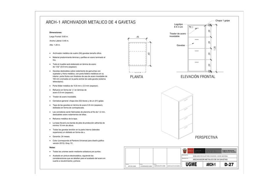 D 27 ARCHIVADOR METALICO 04 GAVETAS