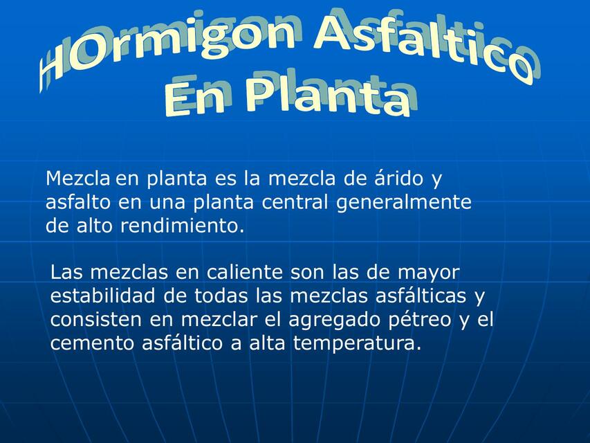 Hormigón asfáltico en planta 