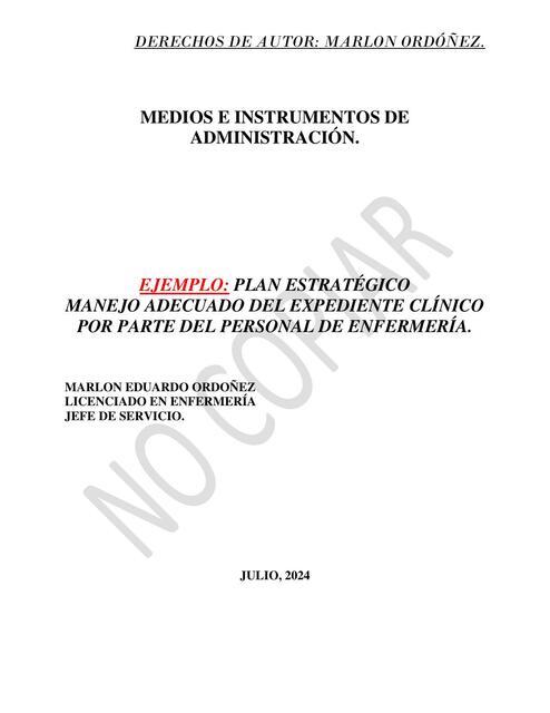 EJEMPLO PLAN ESTRATÉGICO EN ENFERMERÍA