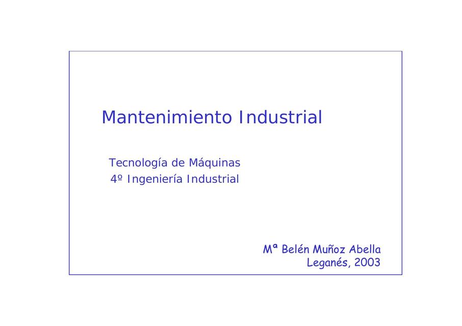 MANTENIMIENTO INDUSTRIAL