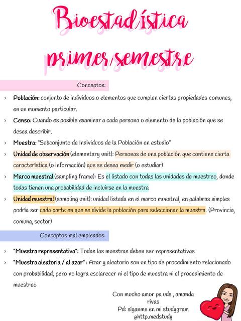 Bioestadistica resumen 1 semestre