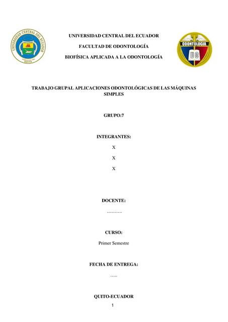 Aplicaciones odontológicas de las máquinas simples 