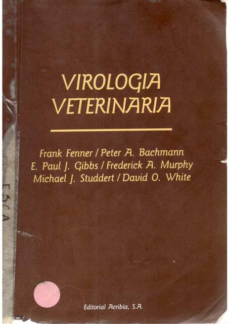 Virologia Veterinaria Fenner 1st edición