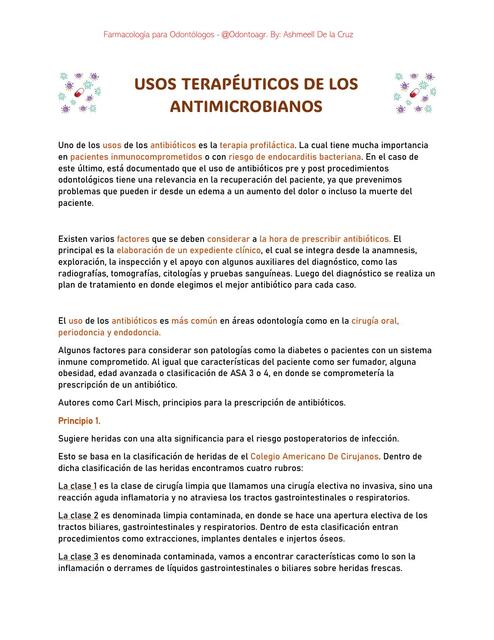 USOS TERAPÉUTICOS DE LOS ANTIMICROBIANOS