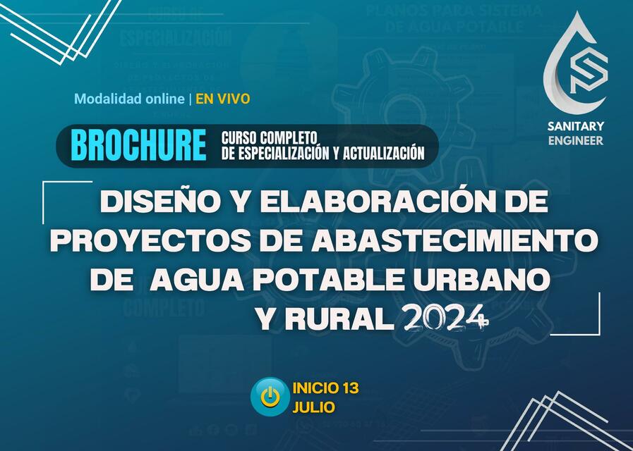 Diseño y elaboración de proyectos de abastecimiento de agua potable urbano y rural 2024