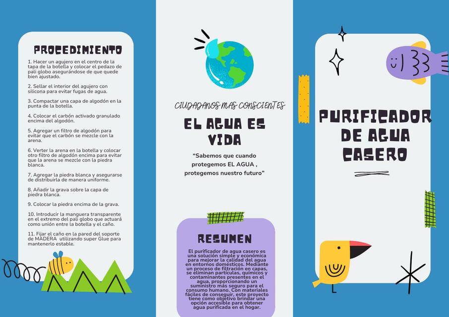 Triptico proyecto: purificador de agua casero | HACHIKO05 | uDocz