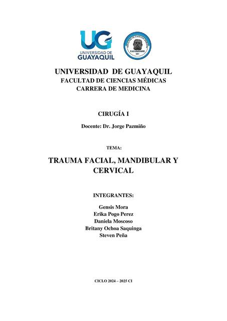 Trauma facial mandibular y cervical GRUPO 5