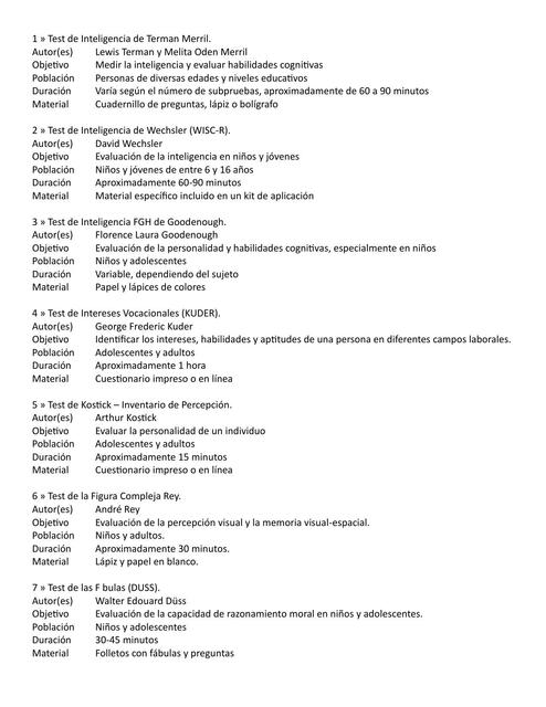 50 pruebas psicometricas