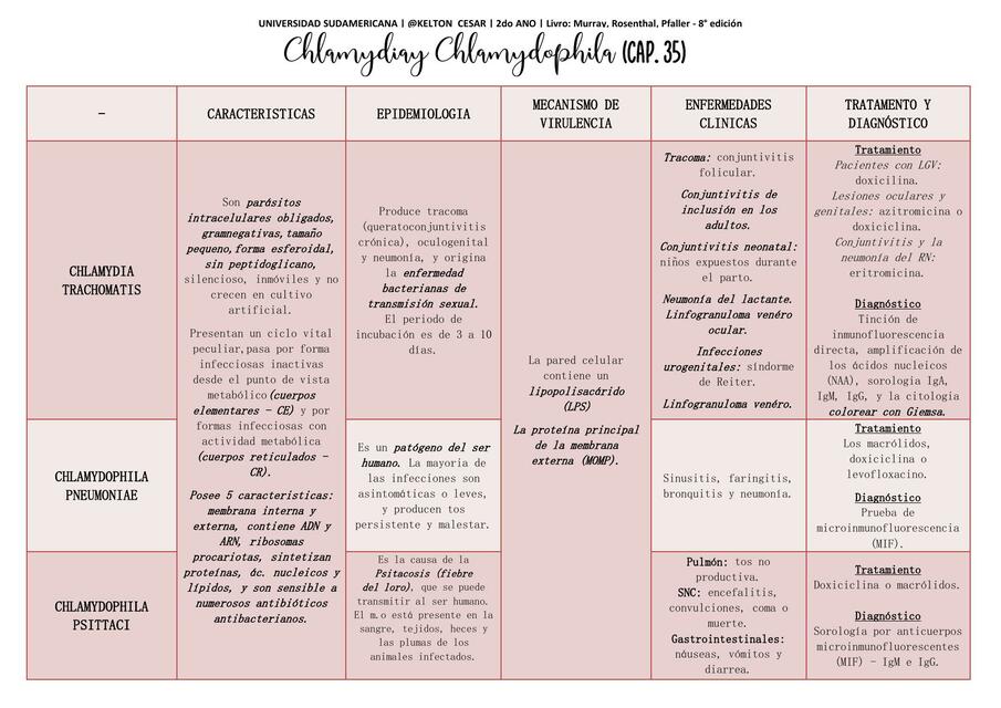 Cap 35 TABELA Chlamydia y Chlamydophila