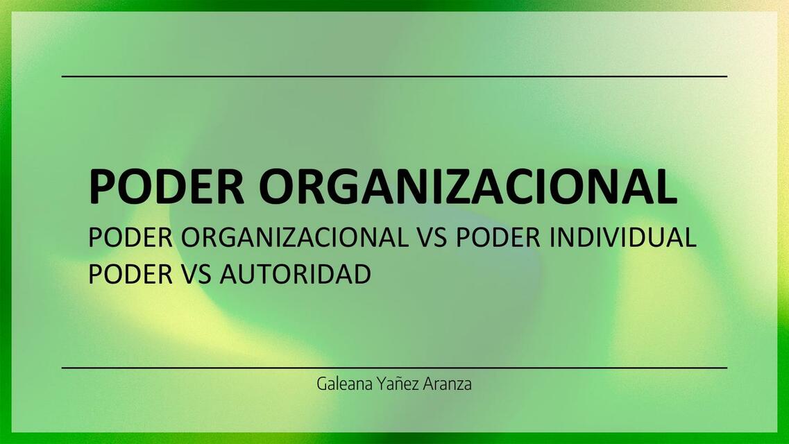 PODER ORGANIZACIONAL