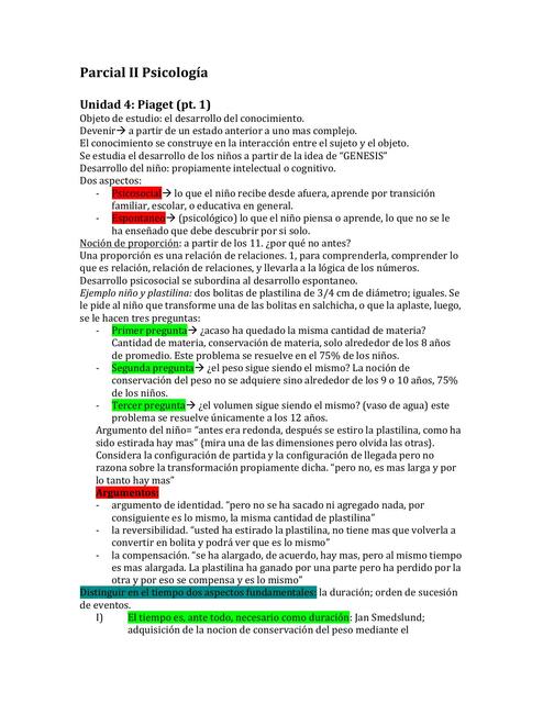 Unidades 4 y 5 Parcial II Psicología CBC