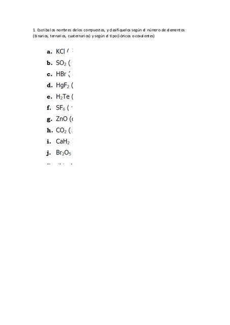 Ejercitacion compuestos quimicos