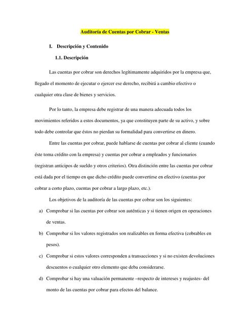 Auditoría de cuentas por cobrar