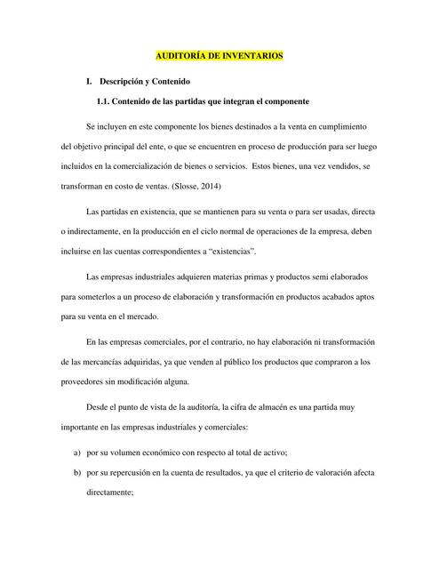 Auditoría de Existencias