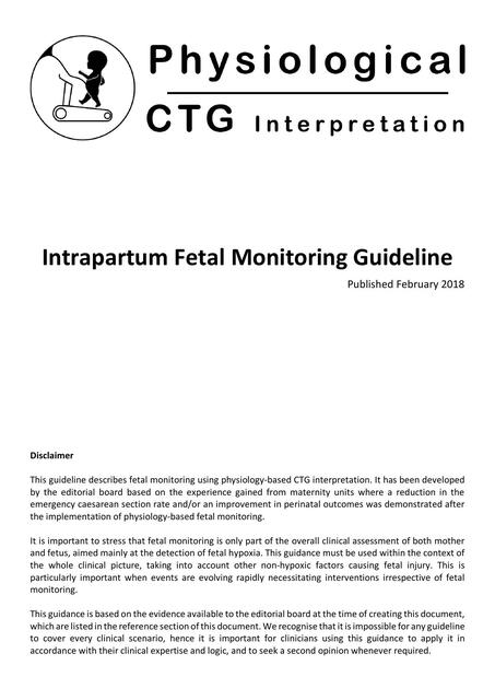 Intrapartum Fetal Monitoring Guideline Physiologic