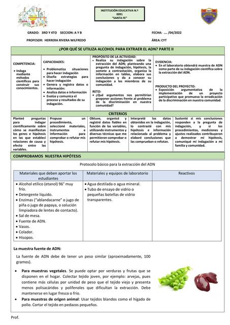 Por qué se utiliza alcohol para extraer el ADN? 