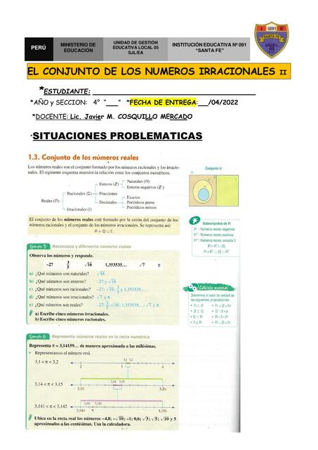 El conjunto de los números irracionales II 