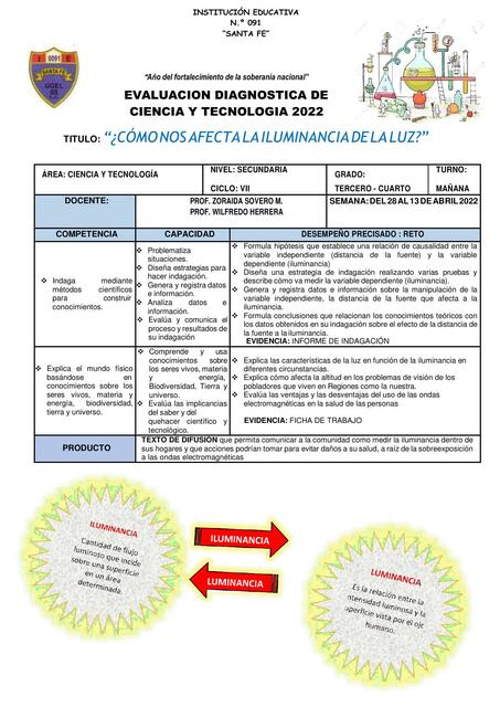 Evaluación diagnóstica de ciencia y tecnología 2022 