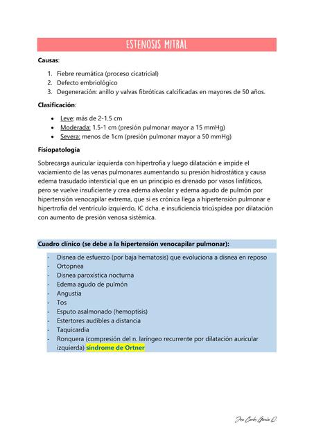 Estenosis mitral | Jose Carlos Garcia Quezada | uDocz
