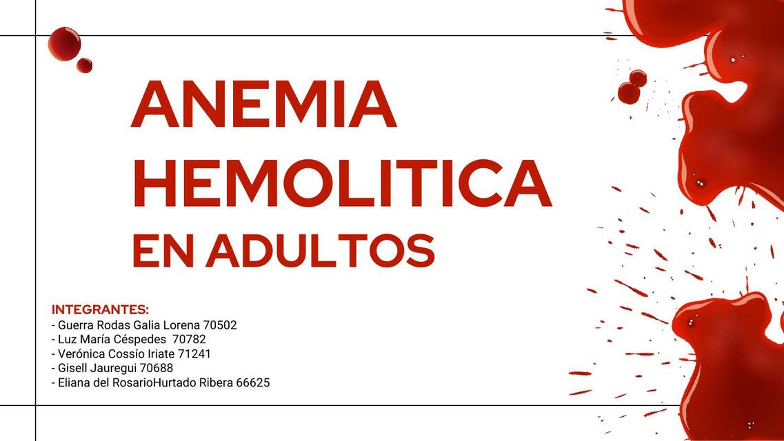 ANEMIA HEMOLITICA EN ADULTOS fisio