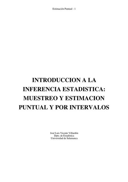 Estimacion Puntual 1 INTRODUCCION A LA I