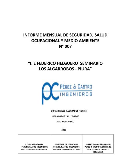 Informe Seguridad Ssoma Febrero