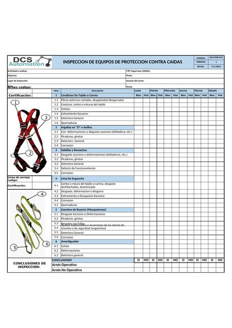 CHECK LIST ARNÉS DCS