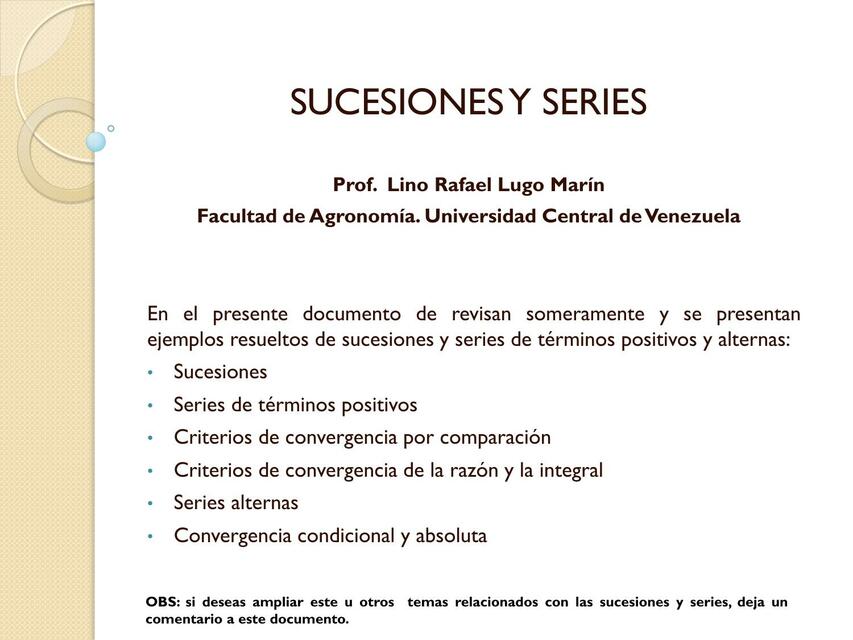 Sucesiones y Series Prof LLugo