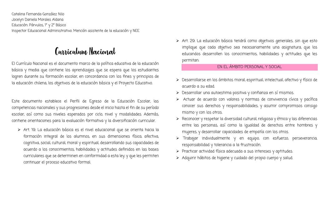 curriculum nacional y didactica