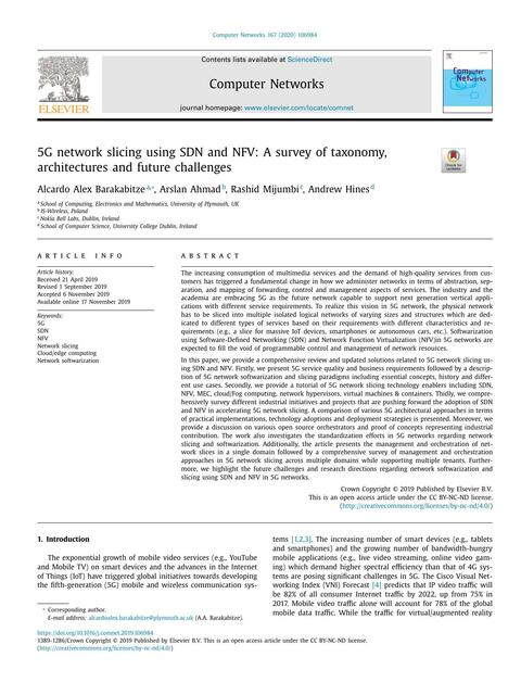 5G network slicing using SDN and NFV | cuarentena | uDocz