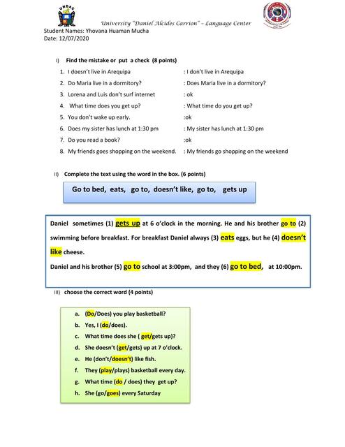 Final test present solution