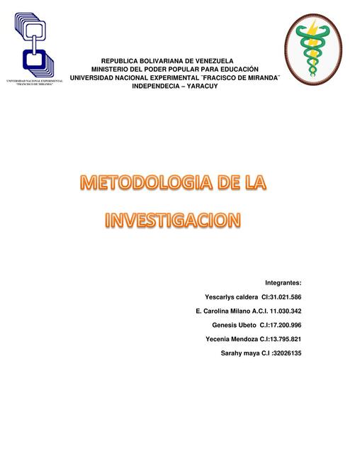 TRABAJO DE LA METODOLOGIA DE LA INVESTIGACION VALE