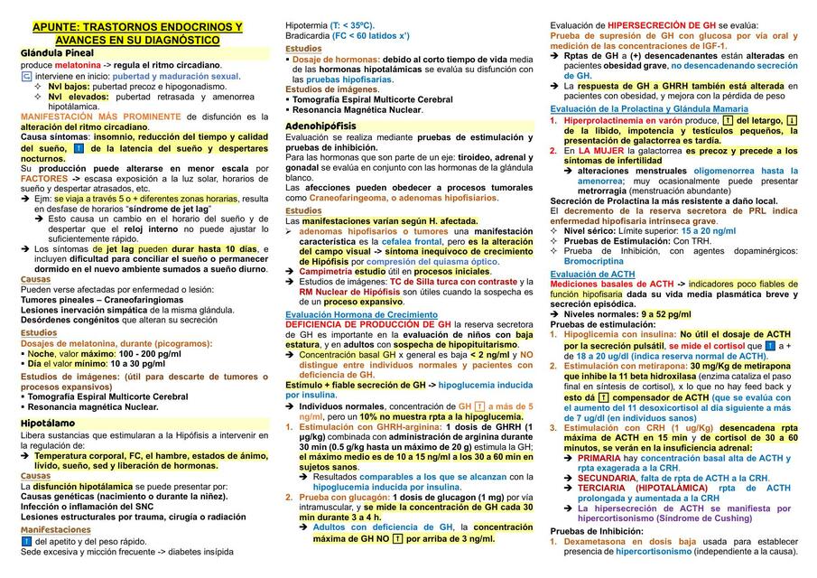 APUNTE TRASTORNOS ENDOCRINOS DIAGNÓSTICO