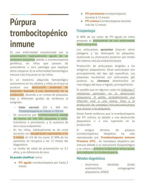 Púrpura trombocitopénico inmune